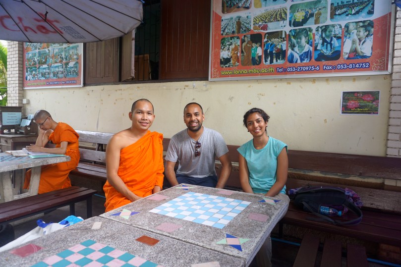 Monk chat at Chedi Luang